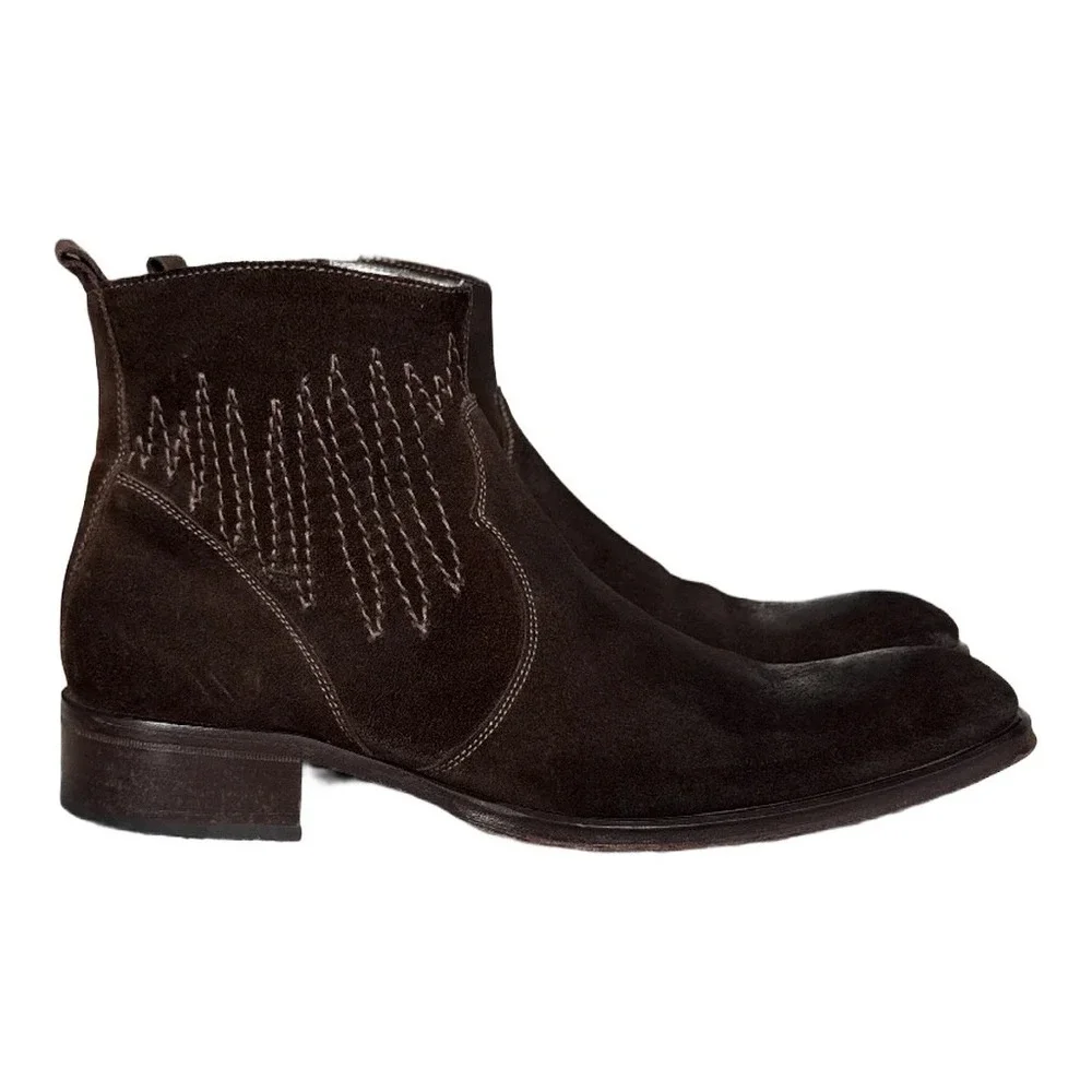 Kenneth Cole New York Mens Brown Suede Zip Ankle Boot 9.5 Boho Indie Western 9.5